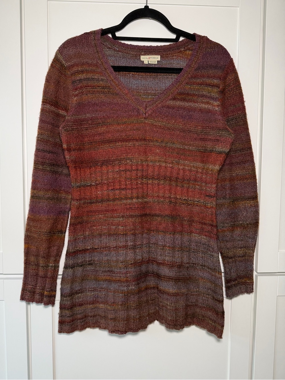 Y2K Royal Robins Earthy Striped Fairy Grunge Knit Sweater Outdoors Boho Hippie